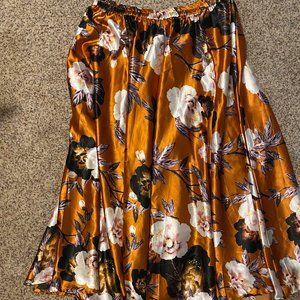 Full Floral Satin Maxi Skirt - Cato XL